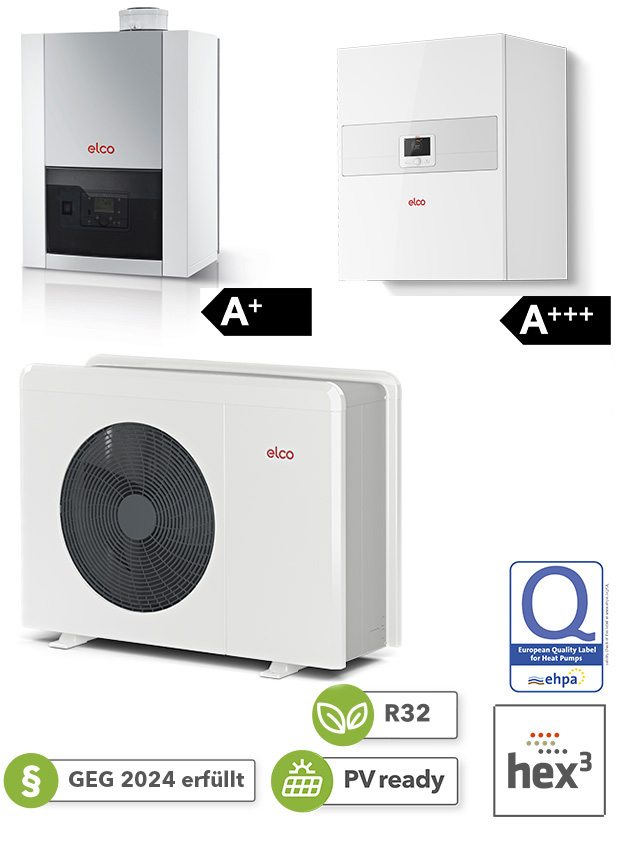 Wärmepumpen-Gas-Hybridsystem AEROTOP SPLIT.2 mit THISION S PLUS ELCO