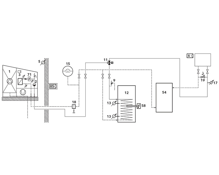 Zeichnung des Schaltplans eines Rücklaufpuffers