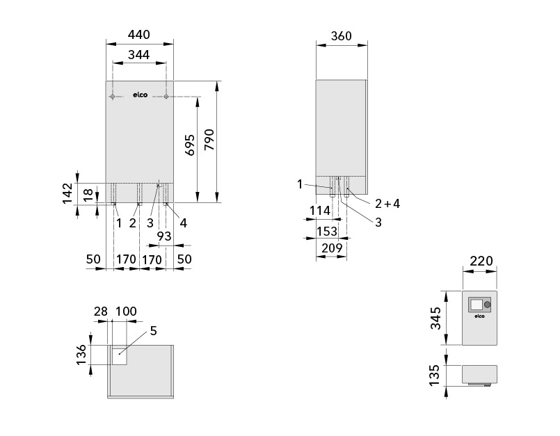Abmessungen AEROTOP® SPK 7/10 Inneneinheit
